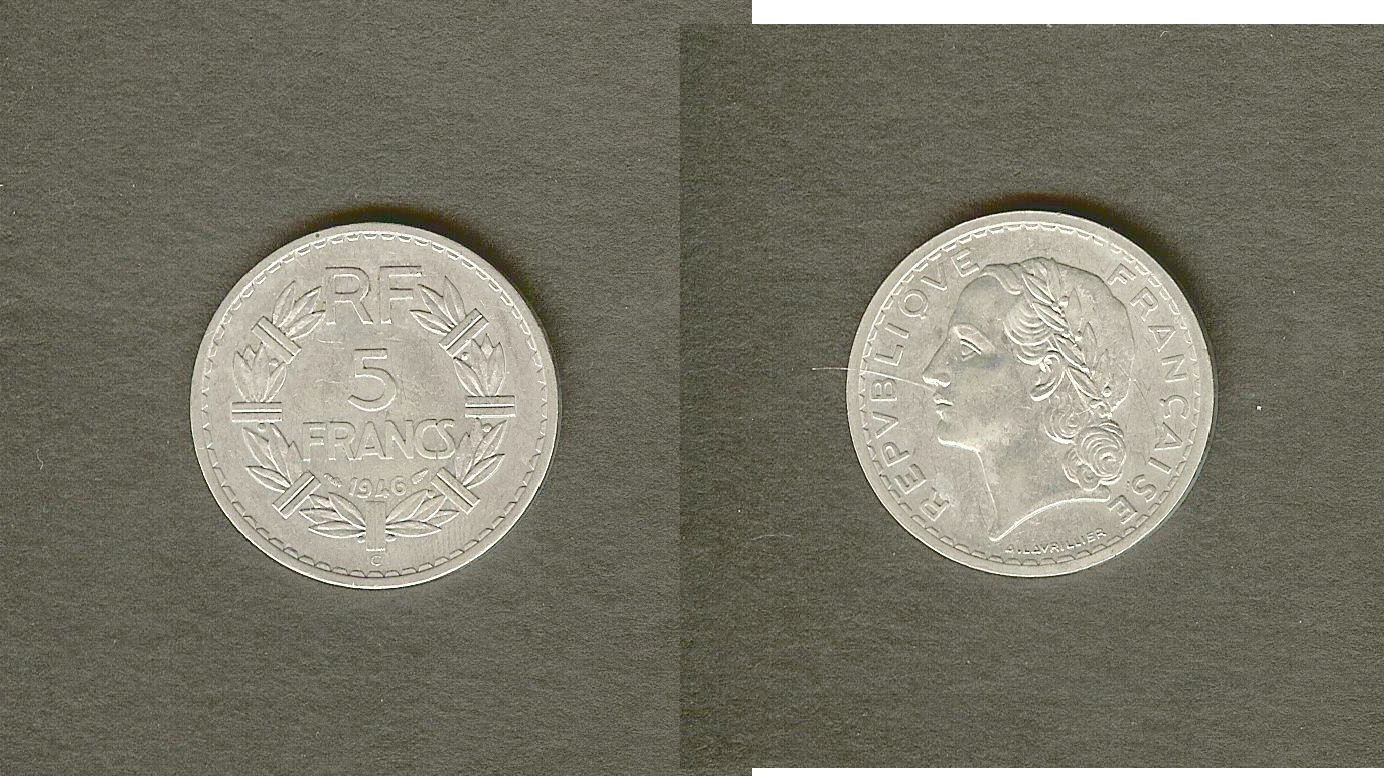 5 francs Lavrillier (Alu.) 1946C EF+